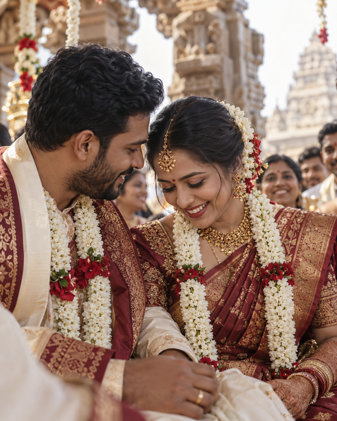 A newly married couple at the ceremony