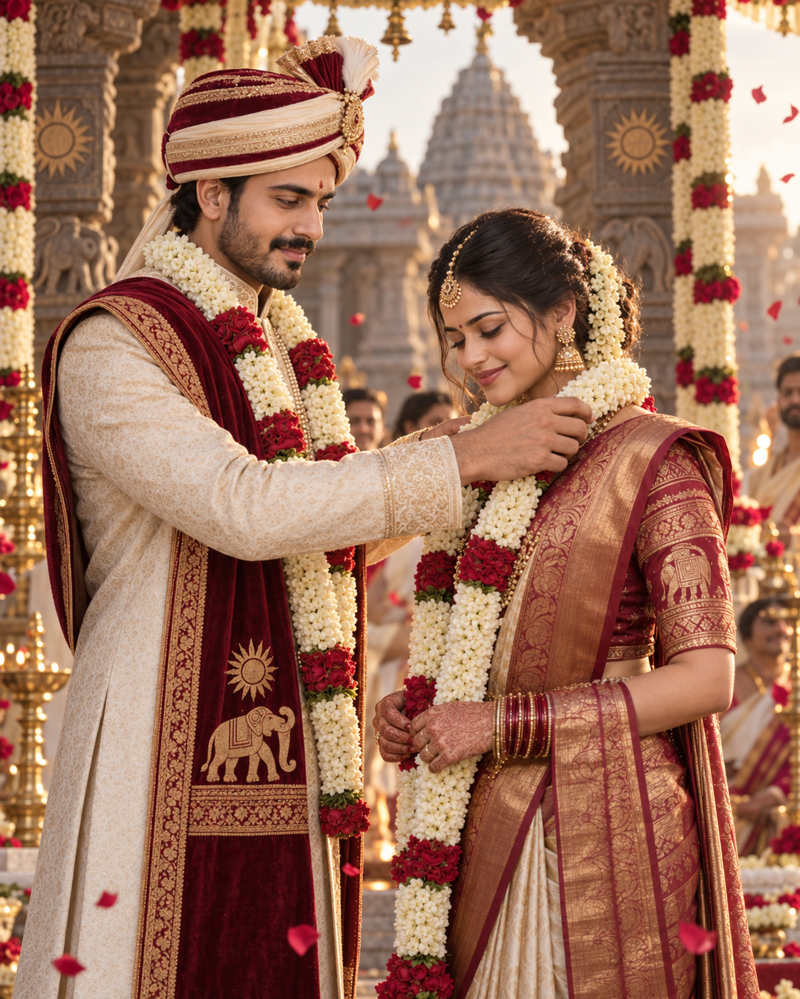 A Kalinga couple exchanging garlands at a temple